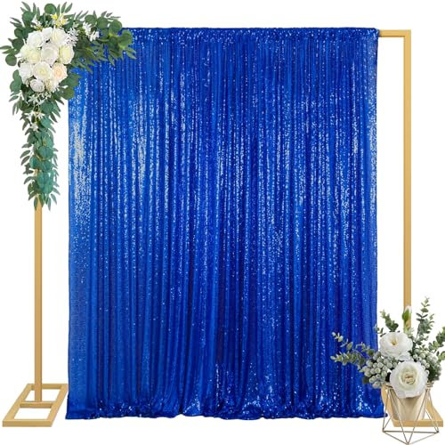 ShinyBeauty Blue Glitter Photoshoot Backdrop 4FTx7FT (125cmx215cm) Photo Background Cover for Graduation Party, Birthday Party, Wedding, Baby Shower