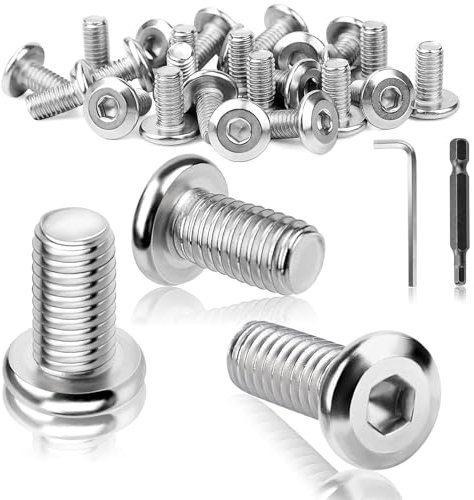 TXXATX 25 Pezzi Viti a Testa Piatta M6x16mm in Acciaio Inox Viti a Testa Bombata con Brugola Filetto Completo con Chiave e Inserto per Cacciavite Ideali per Montaggio e Manutenzione