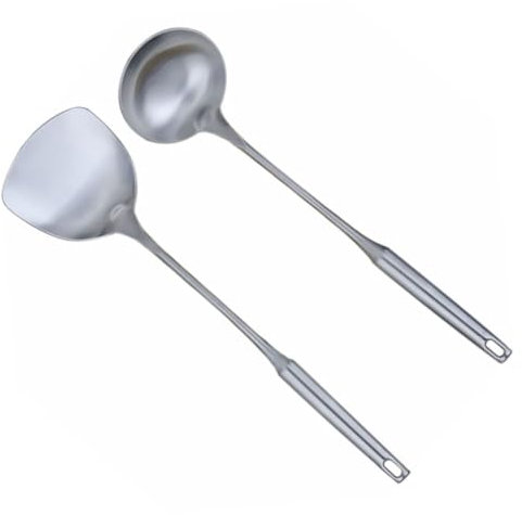 CRILSTYLEO Ensemble Spatule Et Cuillère En Acier Inoxydable Ustensiles De Cuisine Conception De Trou Suspendre Stockage Pratique Résistant Et Anticorrosion