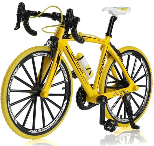 Risopen 1:8 Skala Druckguss Metall Mini Mountainbike Fahrrad Modell Spielzeug Finger BMX Spielzeug Desktop Dekoration Handwerk für Radfahren Liebhaber (gelb)