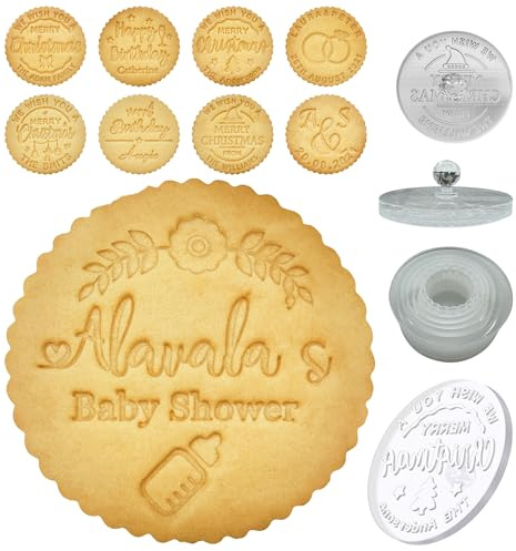 Personalisierter Keksstempel zum Backen von Plätzchen, Babyparty, benutzerdefinierte Keksausstecher, Stempel mit Familiennamen, Weihnachten, Hochzeit, Geburtstag