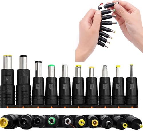 Lot de 10 adaptateurs d'alimentation CC universels 8 en 1-5,5 x 2,1 mm - Prise Femelle vers mâle - pour Ordinateur Portable - Compatible pour HP Dell ASUS Lenovo Acer - avec connecteur CC mâle et