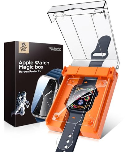 MAGIC JOHN 2 Stück für Apple Watch SE 3/2/1 Serie 4/5/6 44mm Displayschutzfolie, [Automatic Align Tech] Selbstheilende Flexible TPU Folie für iWatch, HD Transparent, Anti Kratzer, Blasenfrei