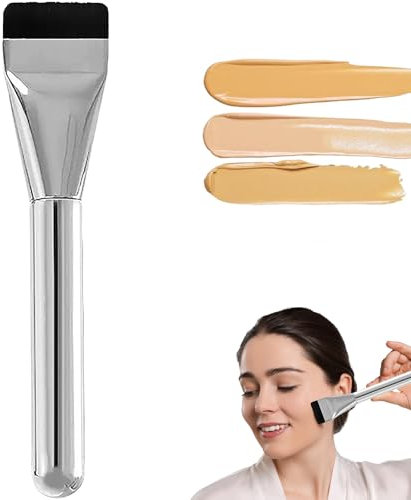 WOLMIK Brocha de base, brocha ultrafina para maquillaje líquido, brocha de parte superior plana, brocha de maquillaje densa para mezclar, crema, máscaras