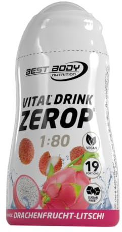 Best Body Nutrition Zerop Getränkekonzentrat Drachenfrucht Litschi, 48 ml | Zuckerfrei, kalorienarm, mit Vitamin B1, B6 und Niacin, Mischverhältnis 1:80, Geschmack Drachenfrucht Litschi