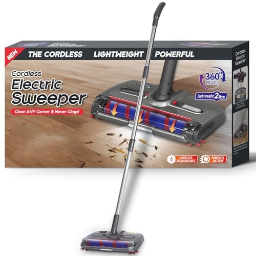 WarmWink Swivels Cordless Sweeper, Cordless Electric Sweeper Rechargeable Cordless Sweeper, 360 Degree Direction, Carpet Sweeper for Home Crumbs, pet Hair,and Carpet Cleaning,Floor Cleaning