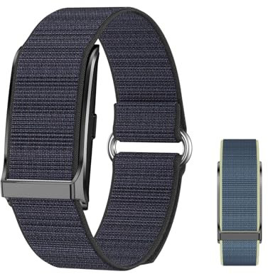 LAXISCREED Bracelet Connecté sans Écran, Double Bracelet Nylon (Noir+Bleu), Tracker d'Activité avec Cardio, SpO2, Sommeil, 127 Sports, IP68, Longue Autonomie, Unisexe