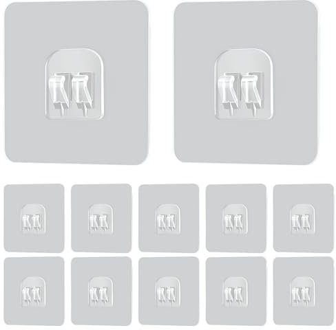 Artomnivera 12PCS Shower Caddy Adhesive Hooks, Sturdy, Stickers Wall Hooks, Shelf Patch Without Punch Load-Bearing Upgrade, Suitable for Bathroom, Kitchen, Room, Waterproof and Mildew-Proof