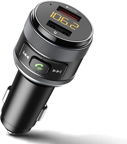 Bluetooth 5.3 FM Transmitter for Car, Wireless Car Bluetooth Adapter with QC3.0 Fast Charging, Hands-Free Calling, MP3 Player Support, USB Flash Drive Compatible FM Radio Bluetooth Transmitter Car Kit