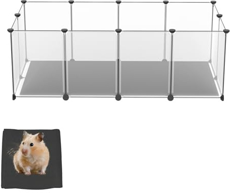 Froadp Freigehege aus PP mit Bodenplatten und Rutschfester Matte, 12‑teiliges Stecksystem, 125×63×42 cm, Kleintiergehege für Katzen, Hunde & Nager, Kaninchenstall, Outdoor Gehege, Haustiergehege