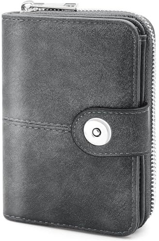 Portefeuille Femme Cuir Porte PU Petit Porte Monnaie Femmes RFID Blocage Porte Carte Femme avec 8 Fentes pour Cartes Portefeuilles avec Fermeture éclair Poche à Monnaie (Gris)