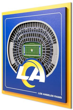 YouTheFan Offiziell lizenzierte NFL Los Angeles Rams Stadium Series 3D Wall Art - Mehrschichtige Team-Stadion-Nachbildung, detailliertes Sport-Fan-Geschenk, Innendekoration