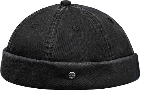 WEROR Dockercap Herren – Dockermütze Fischermütze Seemannsmütze - Mütze aus Baumwolle - Strickmütze – WEROR-451.1 (Schwarz, Einheitsgröße)