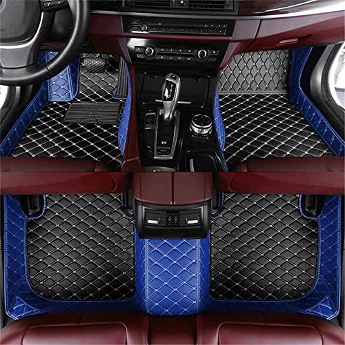 NYMCAR Personalisierte Anpassen Auto Fußmatten (39,Blau und Schwarz Beige | Nach Maß gefertigt,99% Automarken kompatibel,Luxus Kunstleder,Anpassbar,3D Design