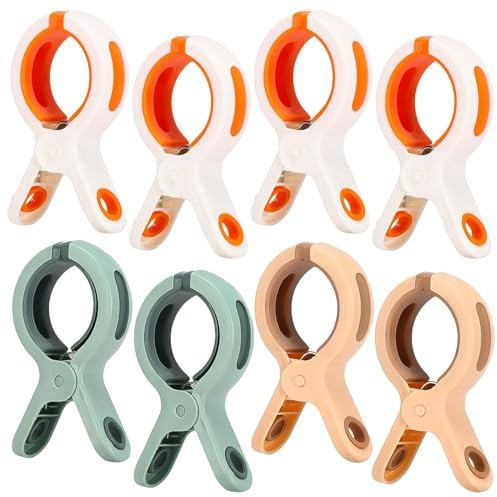 8 mollette per asciugamani per lettini da spiaggia, materiale plastico ispessito, apertura massima 6 cm, per biancheria quotidiana, lettini, biancheria da letto, vestiti