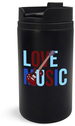 Guiter Love Music - Taza de viaje, vaso de viaje, taza de café aislada, taza portátil