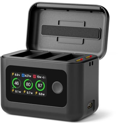 Treeboy Intelligent Battery Charger for DJI OSMO 360&Action 5 Pro/4/3,27W Fast Intelligent Bi-Directional Charging Hub w/LCD Display Shows Battery SOC,Charger Only (OSMO Charger Hub)
