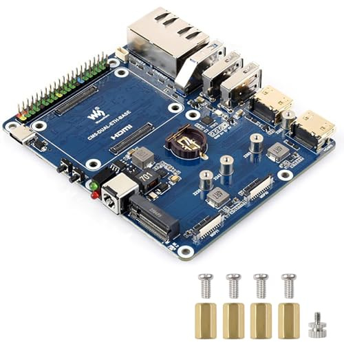 Dual Ethernet Base Board for Raspberry Pi CM5, 2.5G & 1G RJ45 Ports, Dual 4K Display, Dual MIPI, NVMe SSD Boot Support, Compatible with for Rasp-Berry Pi Compute Module 5 Lite/eMMC