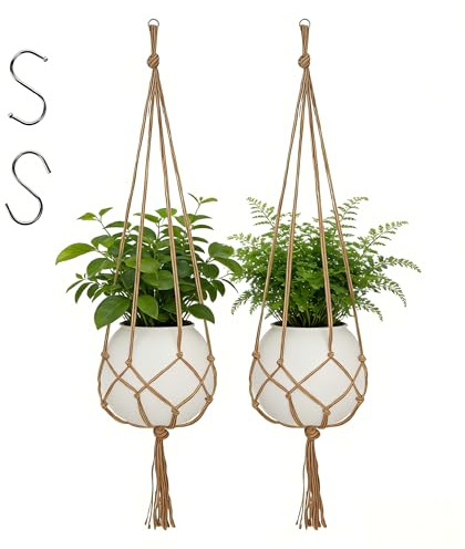 Bamworld blumentopf hängend Makramee Blumenampel innen außen, hängeblumentöpfe hängetopf für Pflanzen, dekorative hängende blumentöpfe pflanzenampel hängend für Wohnung,&Balkon