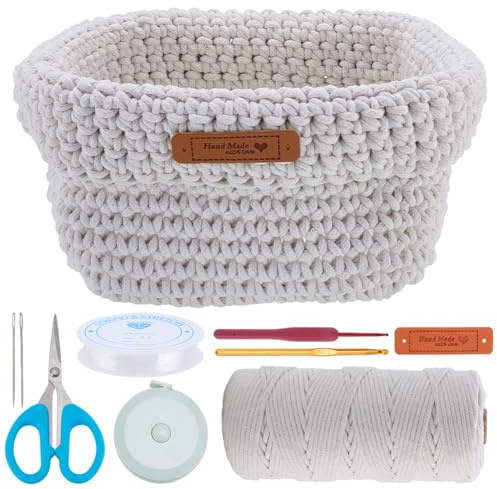 FREEBLOSS DIY Makramee Korb Set Für Anfänger Mit Anleitung Quadratischer Gewebter Kartonkorb Makramee Web Bastelbedarf Für Urlaubsaktivitäten Schreibtisch Aufbewahrung