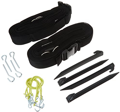 Park & Sun Sports Adjustable Outdoor Volleyball Boundary Webbing with Ground Stakes: 2 Wide Court Line Marker, Black