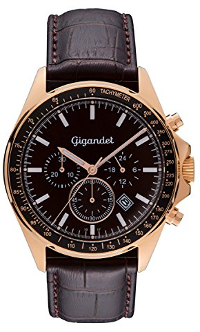 Gigandet Herrenuhr Chronograph Quarzwerk Analog mit Lederarmband Volante G3-004