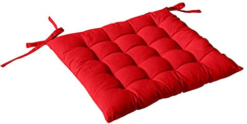 Enjoy Home, Galette de Chaise piquée, Rouge, carré 38x38cm, 100% Coton, Attache par Nouettes, Idéal pour Une Assise Confortable, Collection Panama