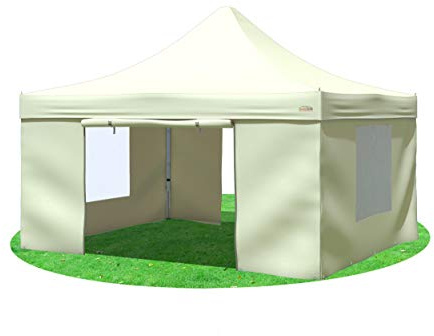Stabilezelte Faltpavillon 4x4 Meter Prof. Plus+ mit Fensterseiten Beige