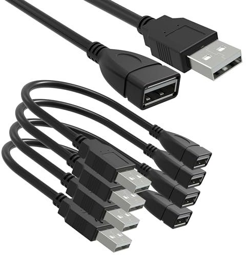 SaiTech IT 4 Pack (15cm - 6inch) Adjustable Flexible USB 2.0 Male to Female Extension Plug/Socket Adapter Cable - Worlds Shortest USB 2.0 Extension Cable