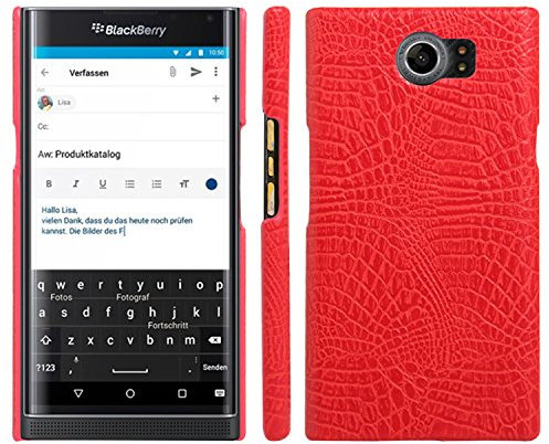 HualuBro BlackBerry Priv Hülle, [Ultra Slim] Premium Leichtes PU Leder Leather Handy Tasche Schutzhülle Case Cover für BlackBerry Priv Smartphone (Rot)