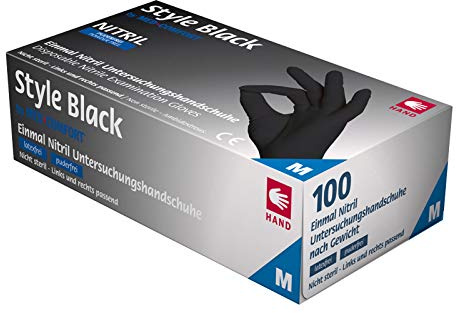 Med-Comfort Style Einmal Nitril Untersuchungshandschuhe Black, Gr. M 100 Stück/Box