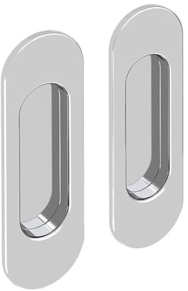 SLID'UP by Mantion Griffmulden Set für Schiebetüren, oval, verchromt, für Durchgangstüren, Zimmertüren, Schranktüren