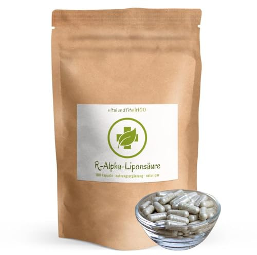 vitalundfitmit100 R-Alpha Liponsäure 100 Kapseln à 50 mg – ALA, vegan