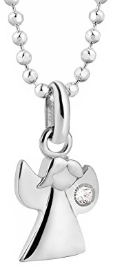 Collar De Plata De Ley Con Colgante De Ángel Y Elemento De Cristal