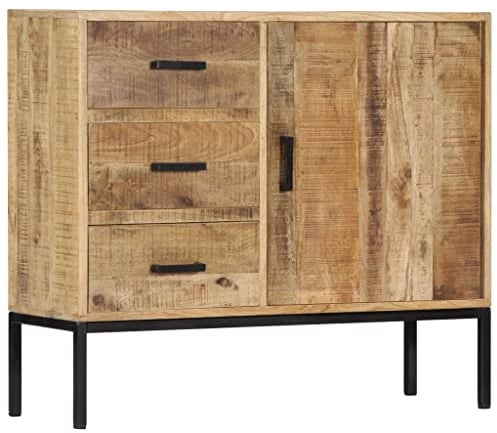 vidaXL Mangoholz Massiv Sideboard mit 3 Schubladen 1 Tür Kommode Schrank Anrichte Mehrzweckschrank Flurschrank Beistellschrank Standschrank 88x30x71cm
