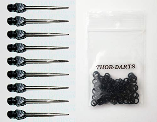 THOR-DARTS ®™ Stahlspitzen Wechselspitzen Converter (schwarz-Silber, 9 Stück / 3 Set)