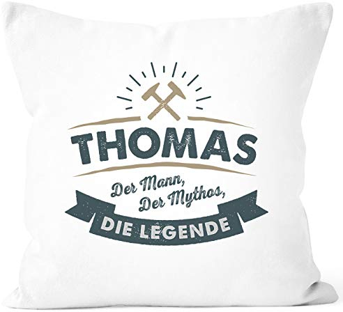 SpecialMe Kissen-Bezug Wunsch-Name Der Mann, der Mytos, die Legende Vatertagsgeschenk personalisierte Geschenke Männer weiß Unisize