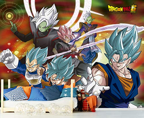 Wandtapete aus Vinyl und Tapete Dragon Ball Super Set mit Figuren Offizielles Produkt | verschiedene Größen | Fototapete für Wände | Originalprodukt | Heimdekoration | DBS 400x300cm