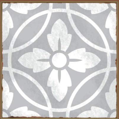 Grey tile stickers Victorian Morrocan Modern retro self adhesive wall art decor transfers-Bathroom backsplash kitchen splashbacks floral decals peel and stick (grey 2, 6 inch) Pack of 10