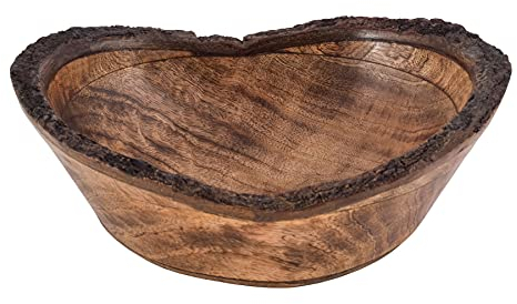 Divit Shilp Plateau en Bois Naturel, Bol de Service pour la Salade, Les légumes et Les Fruits, Grand Plateau Profond pour la Famille et la fête.… (Bark Edge Wavy Bowl)
