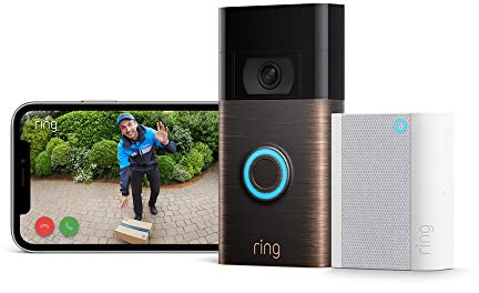 Ring Akku-Videotürklingel (Video Doorbell 2. Gen.) + Chime | Türklingel mit Kamera, 1080p-HD-Video, WLAN, Bewegungserfassung, Nachtsicht | Video-Türsprechanlage für deine Haustür