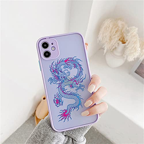 EYZUTAK Case for iPhone SE(5G) 2022 iPhone 7 iPhone 8 iPhone SE 2020, Clear Fashion Animal Sculpture Dragon Cartoon Pattern Frosted PC Back 3D Soft TPU Edge Bumper Silicone Shockproof Case - Colorful