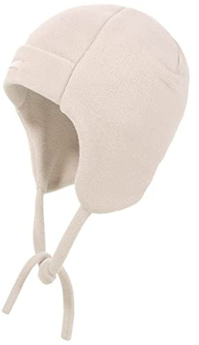 maximo Baby-Fleecemütze, Bindeband Made in Germany 37 wollweiß