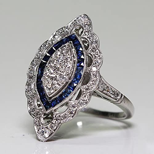 HCMA Retro Charm Ring für Frauen Silber Schmuck Zubehör Saphir Zirkon Edelstein Ring Hochzeit Verlobungsschmuck Geschenk