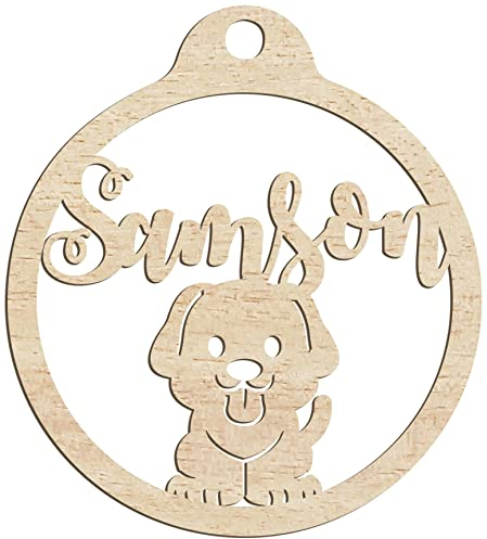 Happenings-Decorations Personalisierte Weihnachtskugel aus Holz, graviert, Geschenk für die Feiertage, jeder Name,, hängende Baumdekoration, natürliches Dekor (Modell 9)