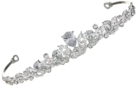 SUNSK Krone Braut Tiara Hochzeit Krone Damen Tiara Strass Silber Haarschmuck Kristallkrone Zirkon Diademe Hochzeit Party Geburtstag