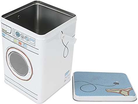 Laundry Powder Metal Box, Washing Machine Shape with Handle High Capacity Laundry Detergent Dispenser for Laundry Beads, Laundry Tablets