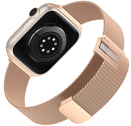 Tuocal Metall Armband Kompatibel mit Apple Watch Armband 38mm 40mm 41mm 42mm(Series 10), Klassisches Edelstahl Metall Ersatzarmband mit Magnet für iWatch Series 9 8 7 6 5 4 3 2 1 SE Sport