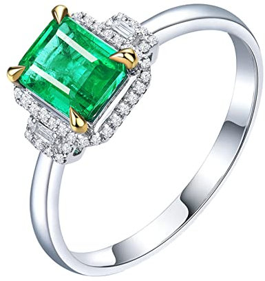 Dsnyu Weissgold 18 Karat Vorsteckring Weißgold 1ct Labor Erstellt Smaragd Moissanite Frauen Ring Verlobung 62 (19.7)