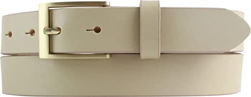 BELTINGER Herren-Gürtel aus Vollrindleder mit goldenern Gürtelschnalle 3 cm | Anzug-Gürtel für Herren 30mm | Chino-Gürtel mit Schnalle gold | Beige 80cm